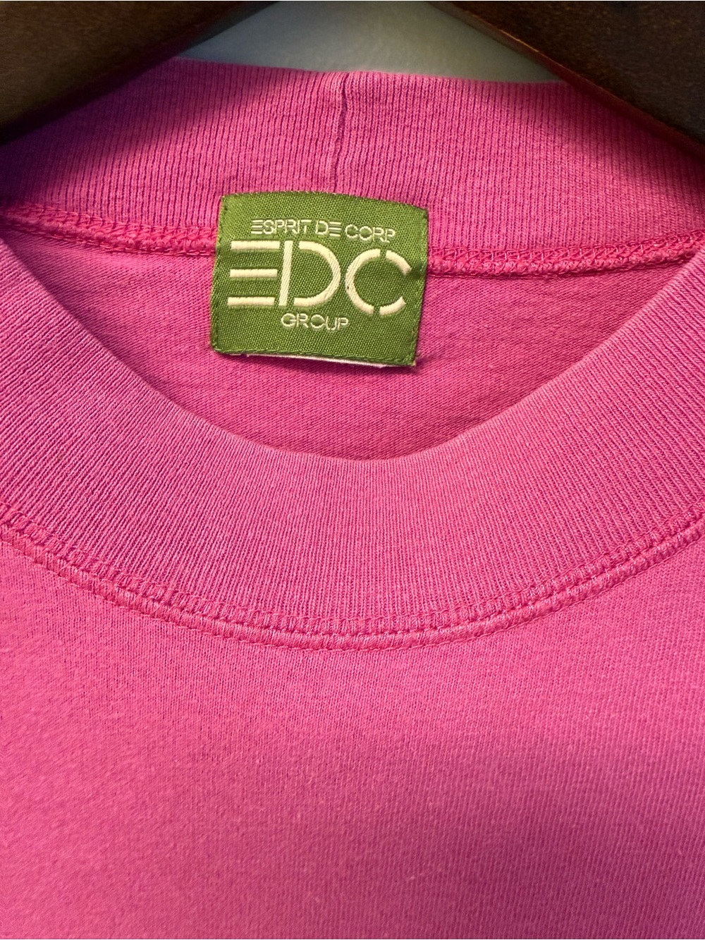 Vintage 80s ESPRIT pink logo long sleeve tee 100% cotton - Picture 3 of 8